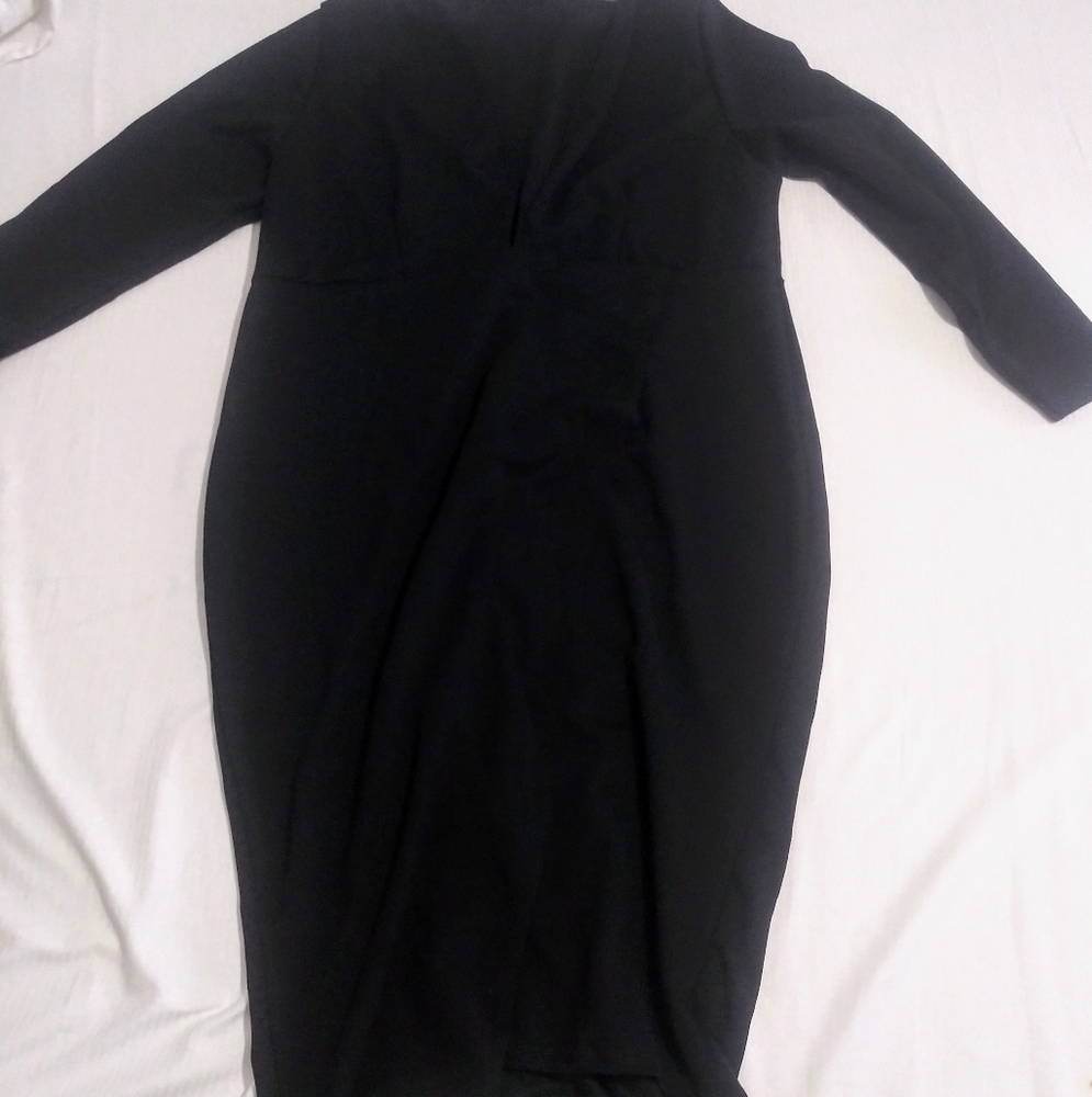 Black wrap dress pull over head dress
